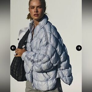 Free People Scrunchy Glossy Pippa Packable Puffer Jacket - Ice Grey Size S NWOT